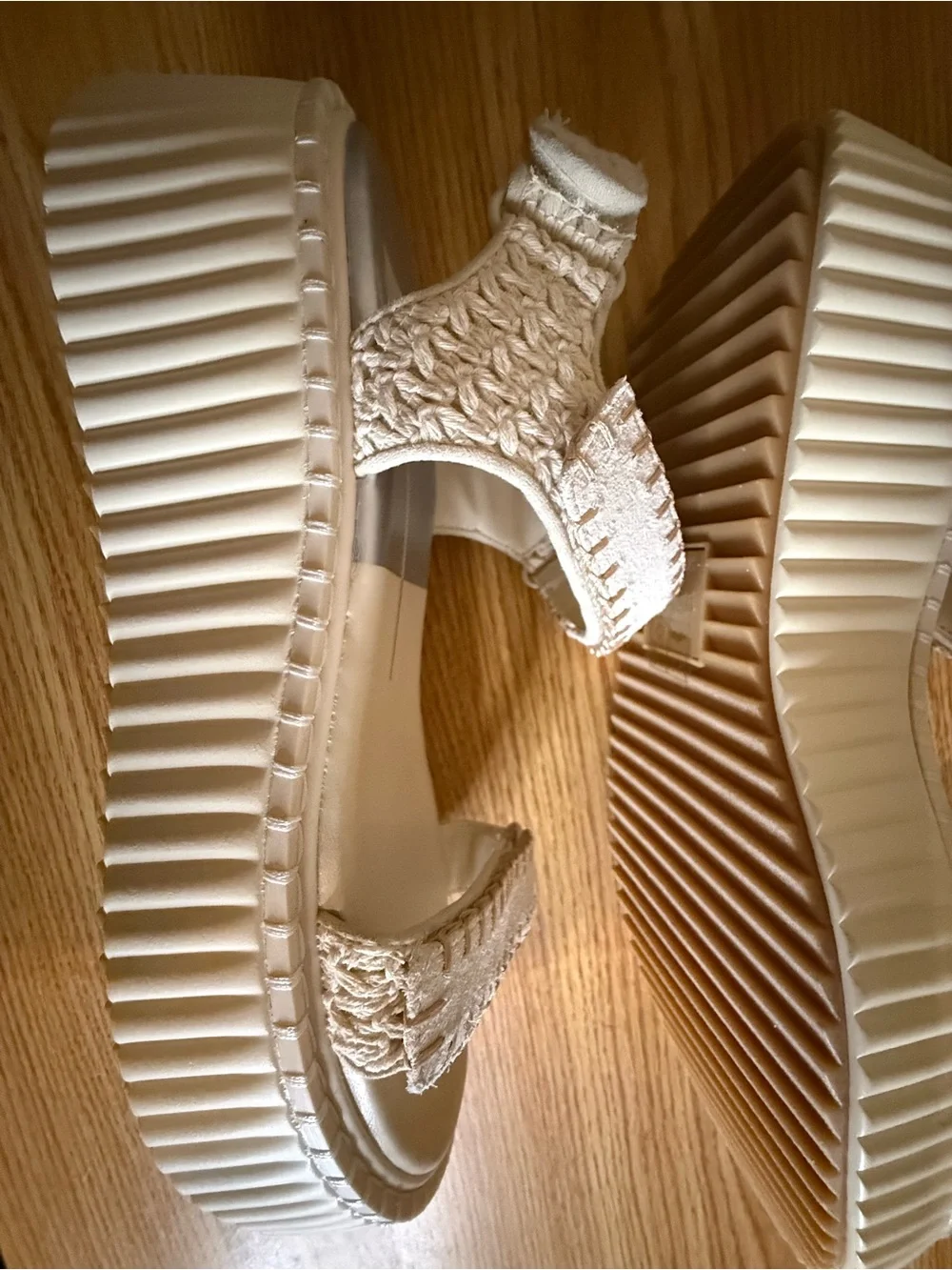 Dolce Vita Neutral Cream Crochet & Suede Strap Sandals